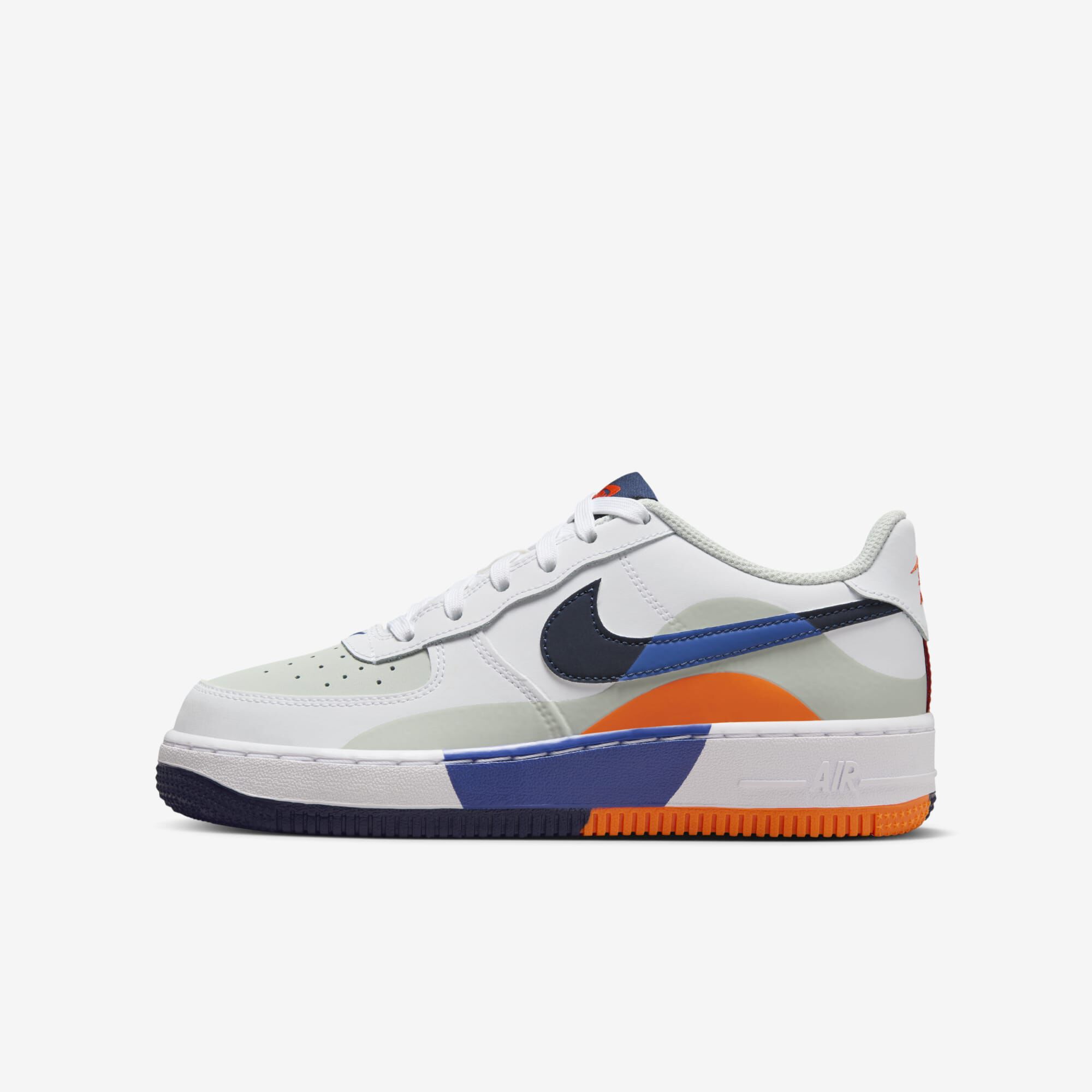 Nike Air Force 1 LV8, Plata Claro/Blanco/Azul Astronómico/Azul Marino Medianoche, hi-res