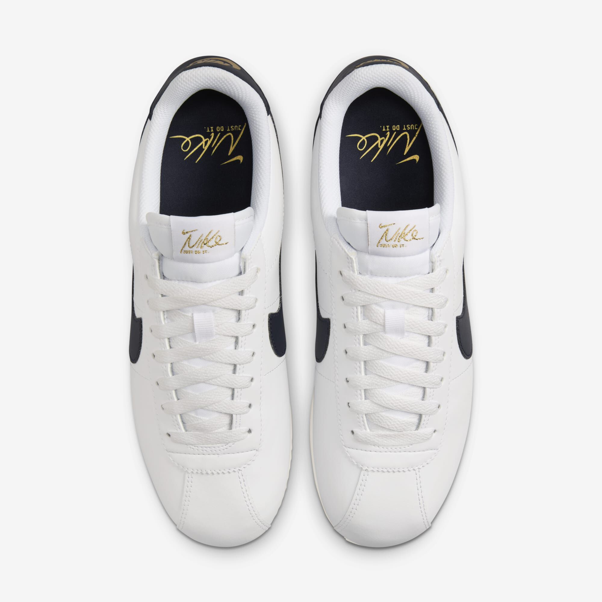 Nike Cortez Leather, Blanco/Vela/Oro Metalizado/Obsidiana, hi-res