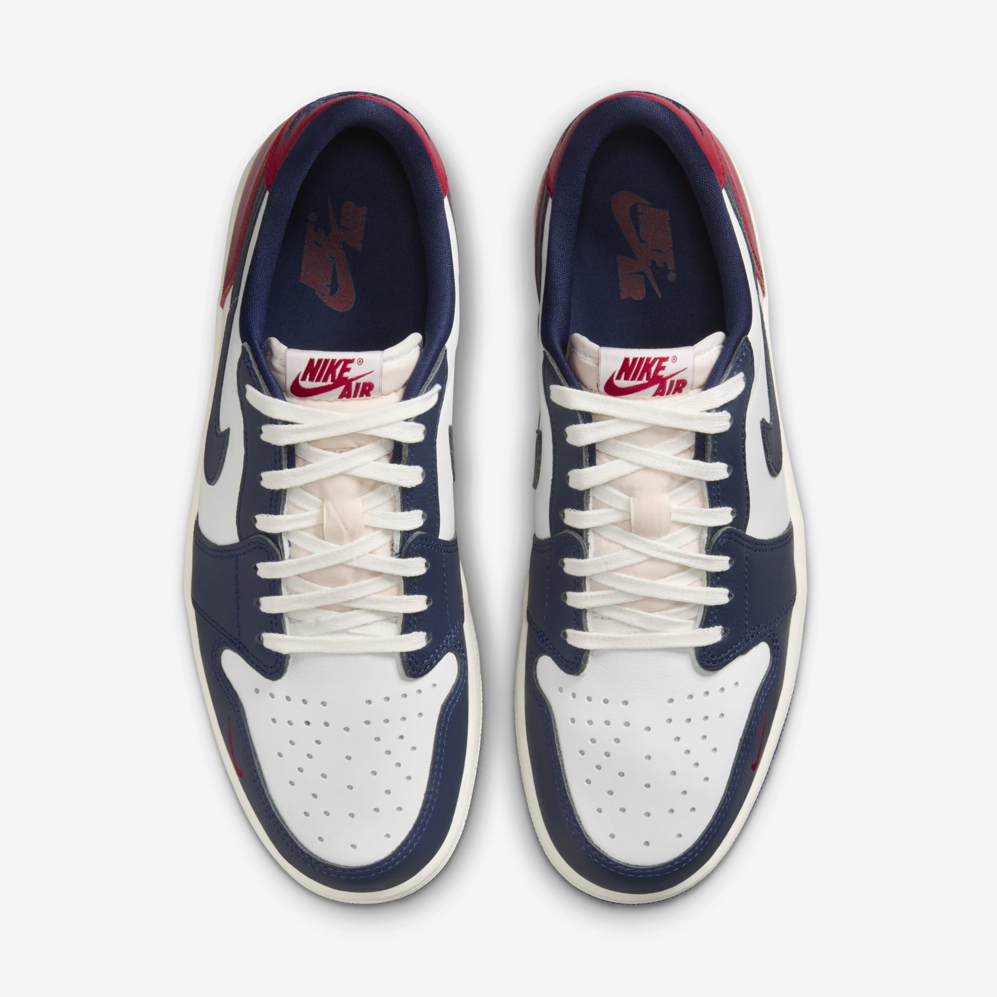 Air Jordan 1 Retro Low, Blanco Cumbre/Azul Marino Medianoche/Gris Neutro/Rojo Gimnasio, hi-res