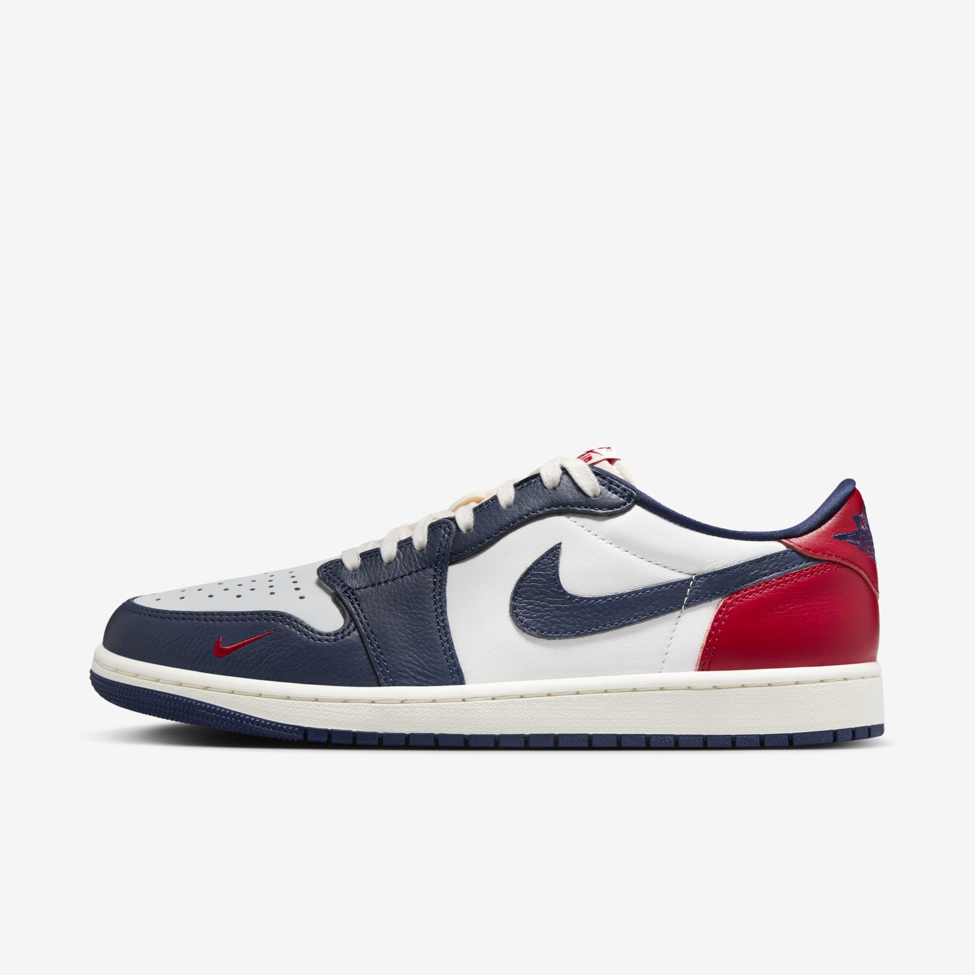 Air Jordan 1 Retro Low, Blanco Cumbre/Azul Marino Medianoche/Gris Neutro/Rojo Gimnasio, hi-res