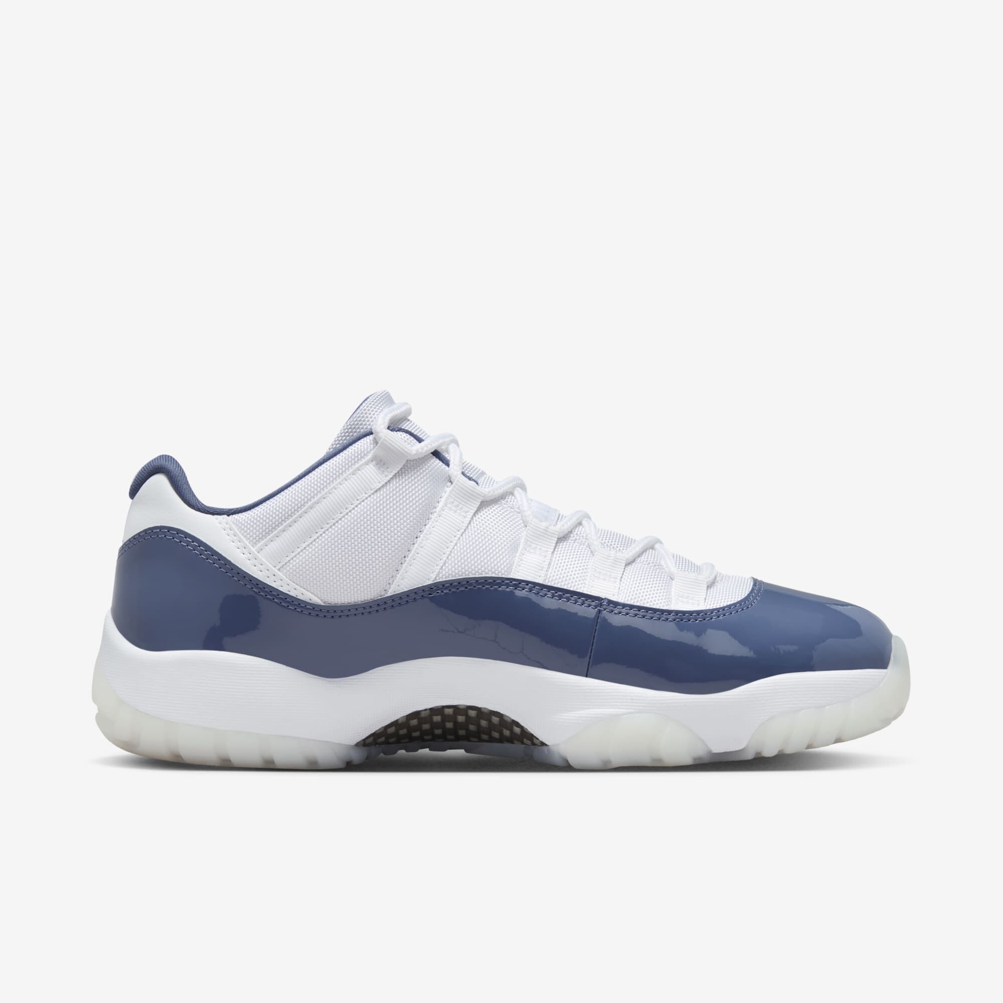 Air Jordan 11 Retro Low, Blanco/Azul difuso/Gris fútbol/Azul marino medianoche, hi-res