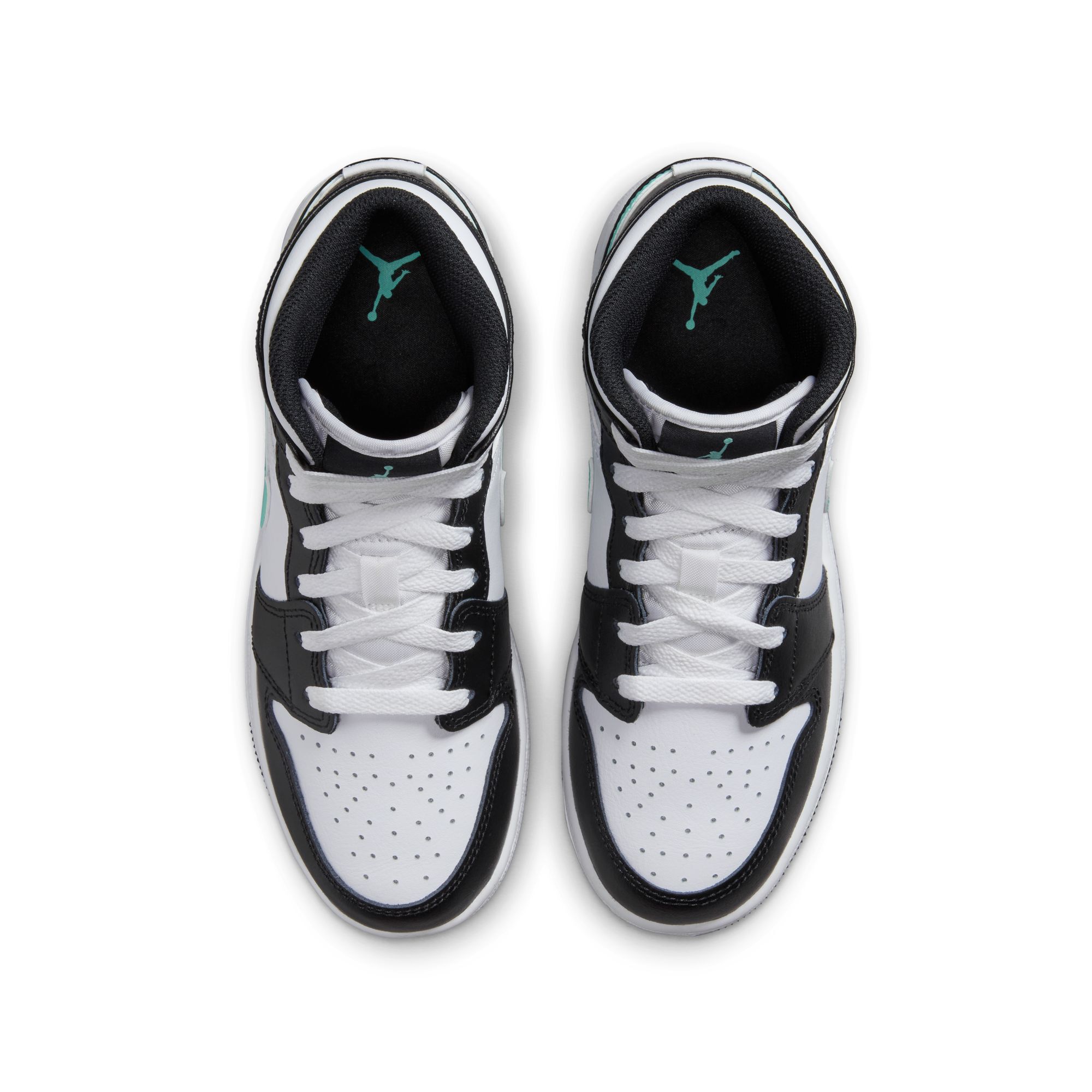 Air Jordan 1 Mid, Blanco/Negro/Verde Resplandor, hi-res