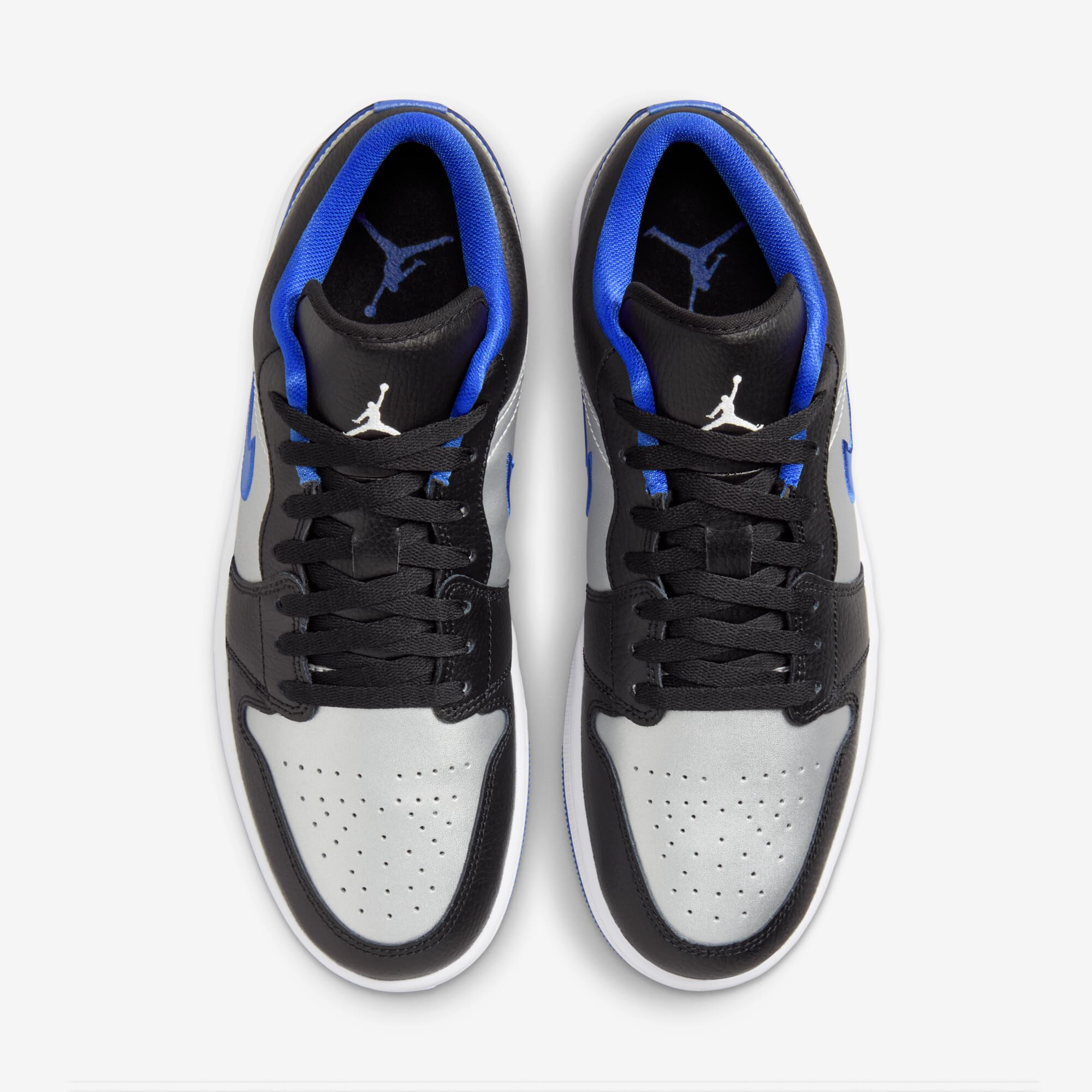 Air Jordan 1 Low, Negro/Blanco-Game Royal-Metalizado Platino, hi-res