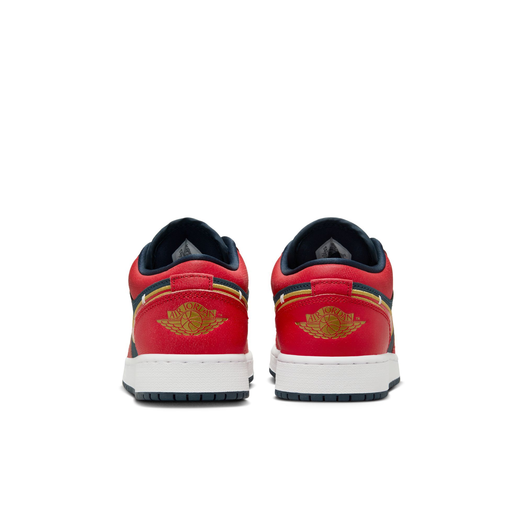 Air Jordan 1 Low SE, Azul Marino/Rojo Deportivo/Oro Metálico, hi-res