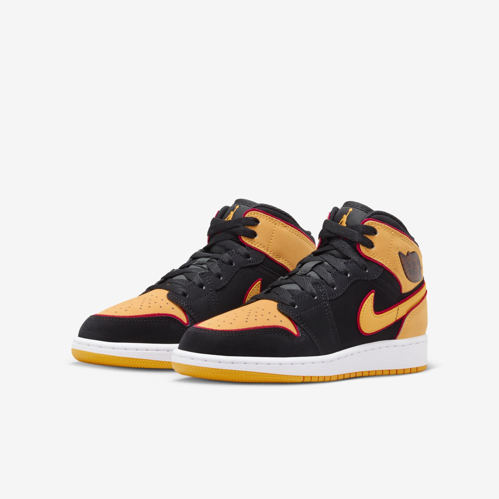 Air Jordan 1 Mid SE, Negro/Rojo cardenal/Blanco/Naranja intenso, hi-res