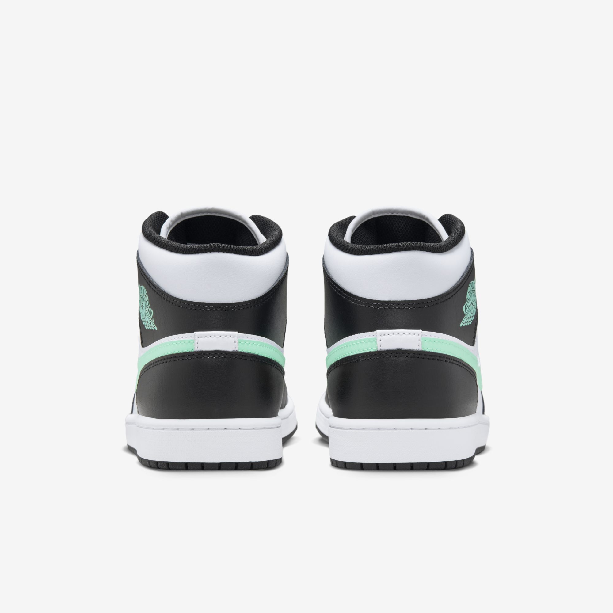 Air Jordan 1 Mid, Blanco/Verde Brillo-Negro, hi-res