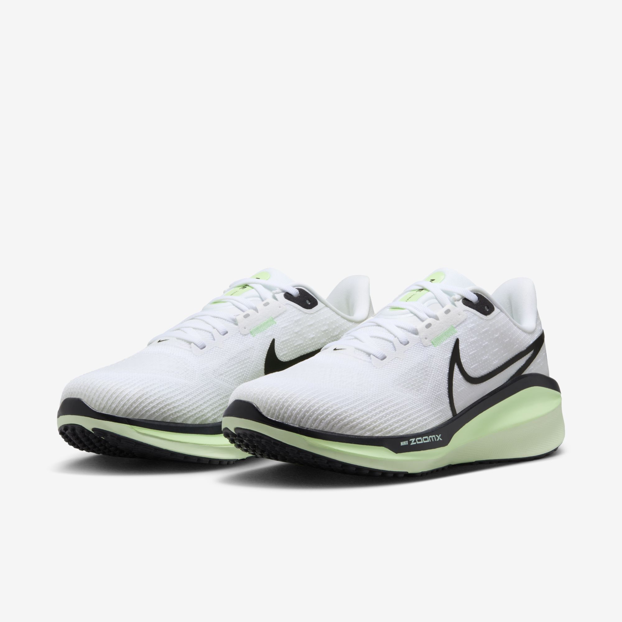 Nike Vomero 17, Blanco/Negro-Vapor Verde-Golpe Verde, hi-res