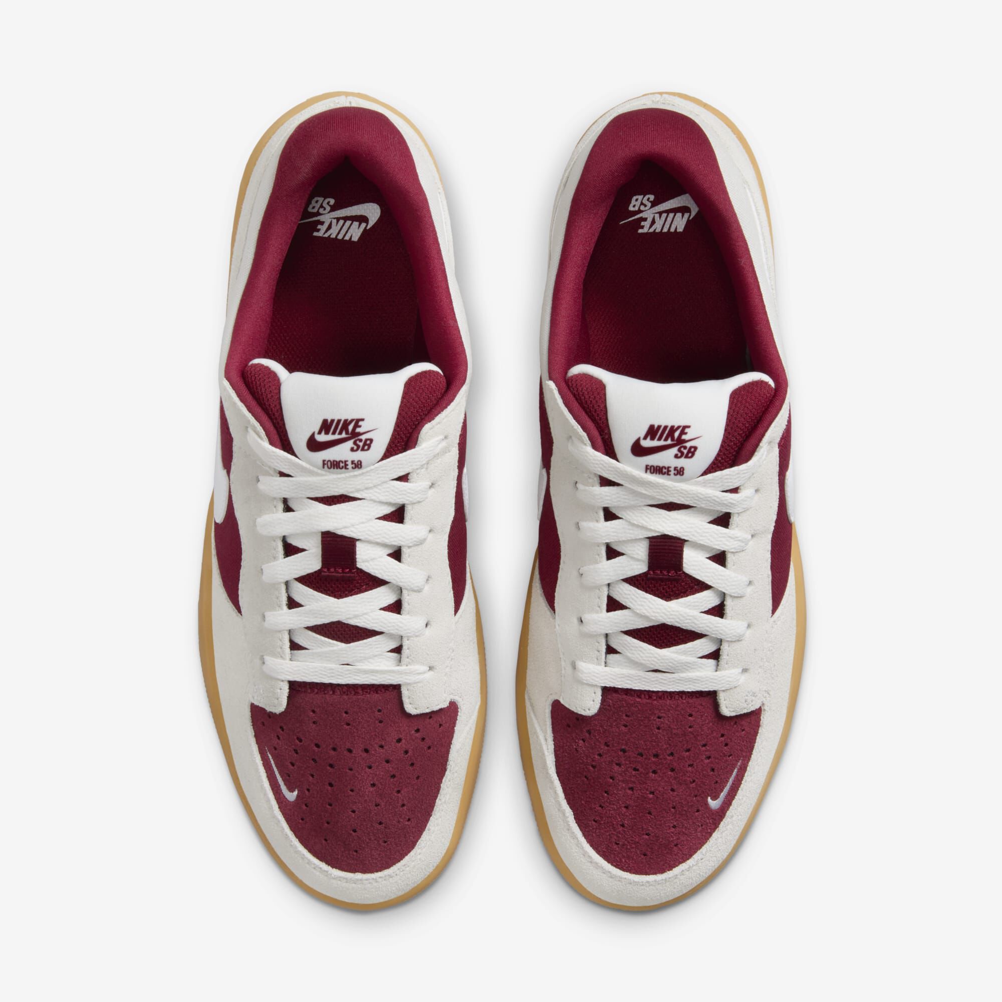 Nike SB Force 58, Rojo team/Blanco cumbre/Marrón claro goma/Blanco, hi-res