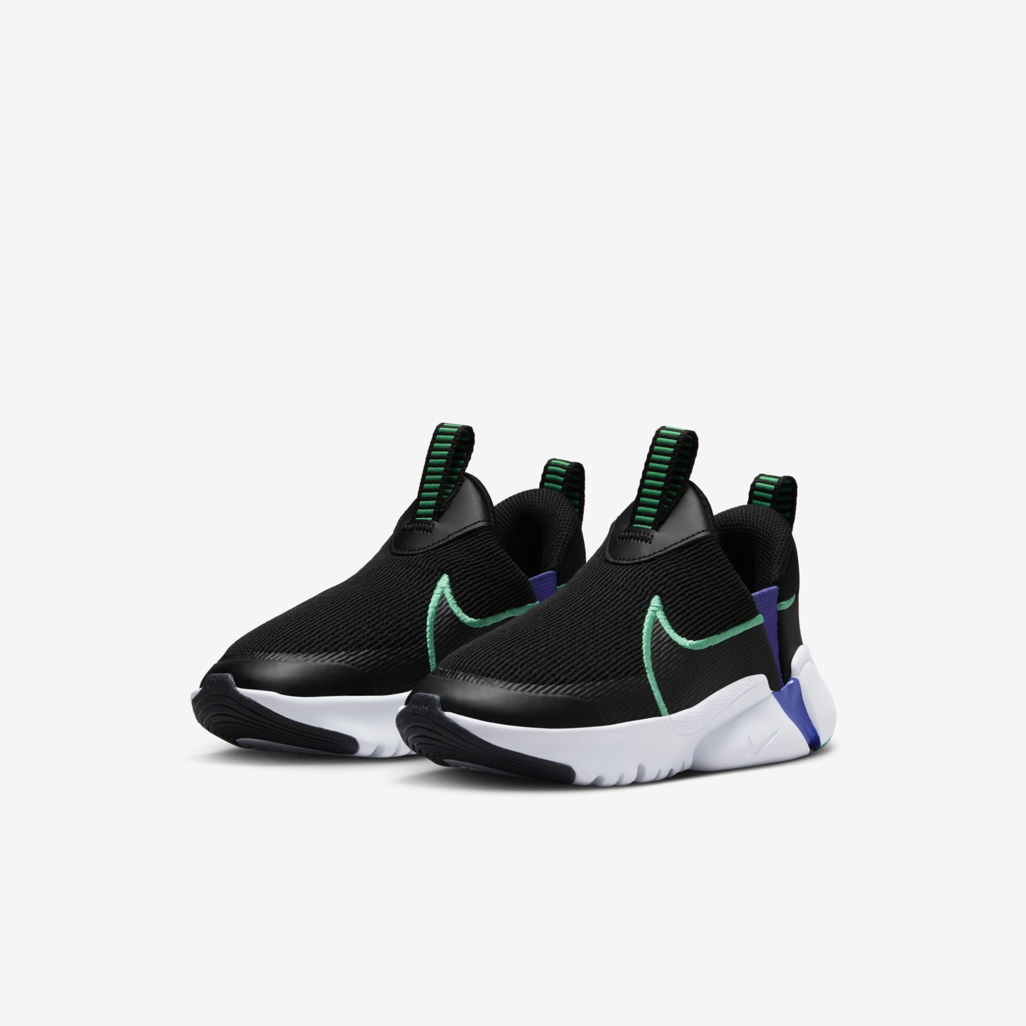 Nike Flex Plus 2, Negro/Verde Estadio-Blanco-Violeta Persa, hi-res