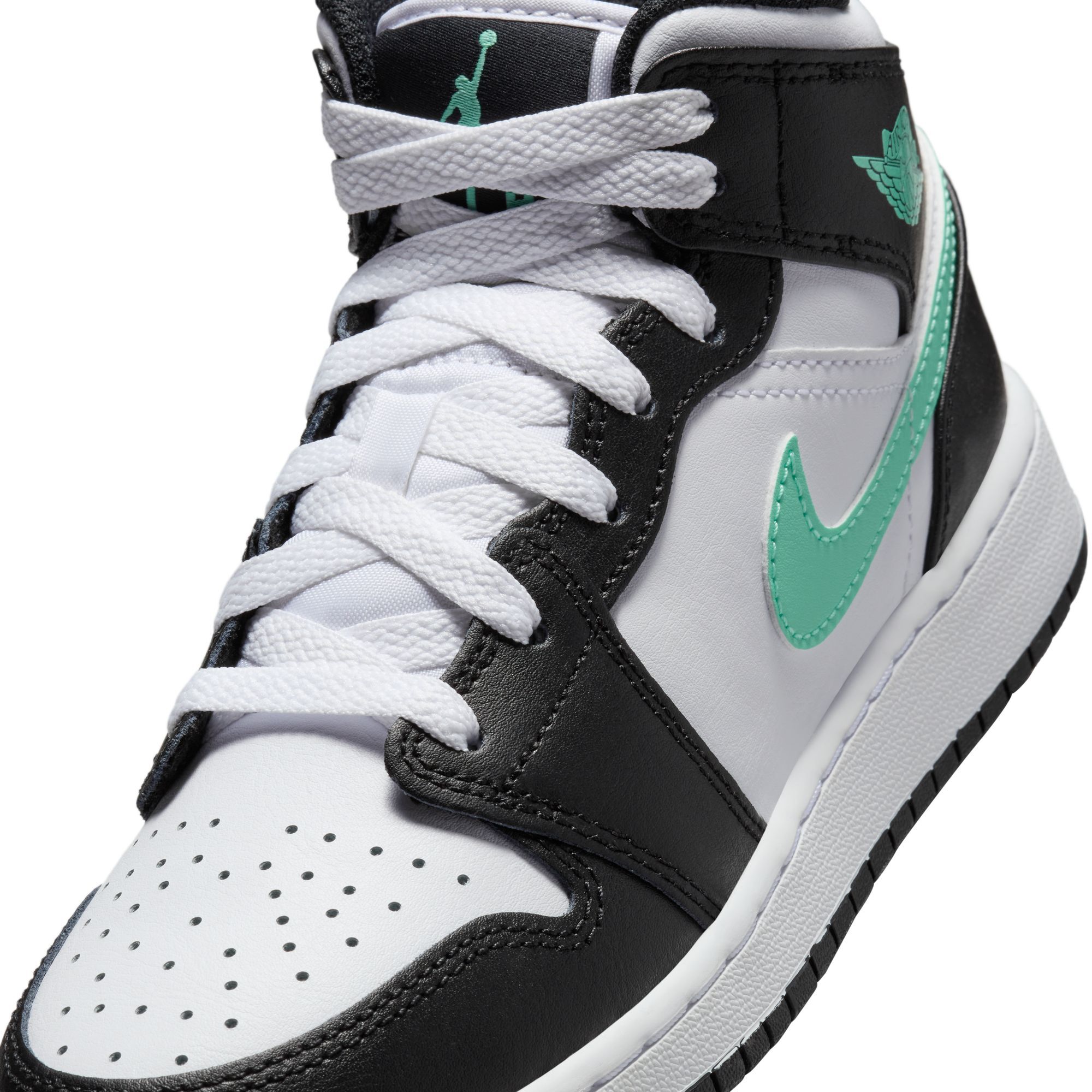 Air Jordan 1 Mid, Blanco/Negro/Verde Resplandor, hi-res