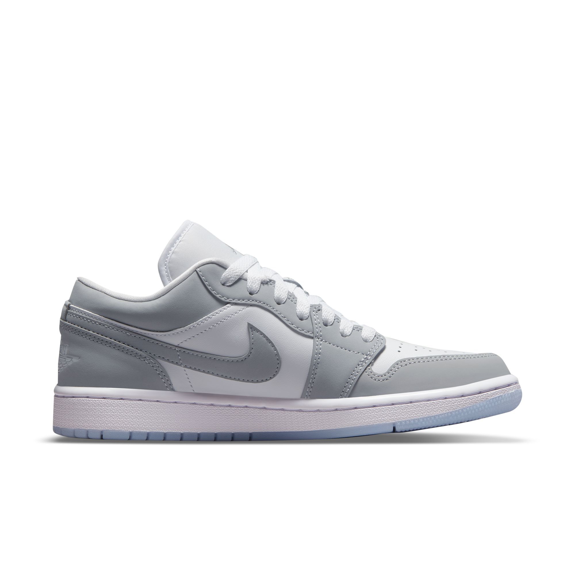 Air Jordan 1 Low, Blanco/Aluminio/Gris Lobo, hi-res