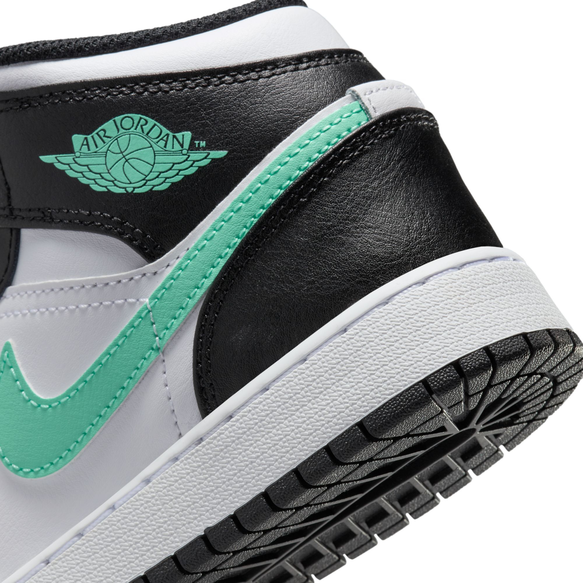 Air Jordan 1 Mid, Blanco/Negro/Verde Resplandor, hi-res