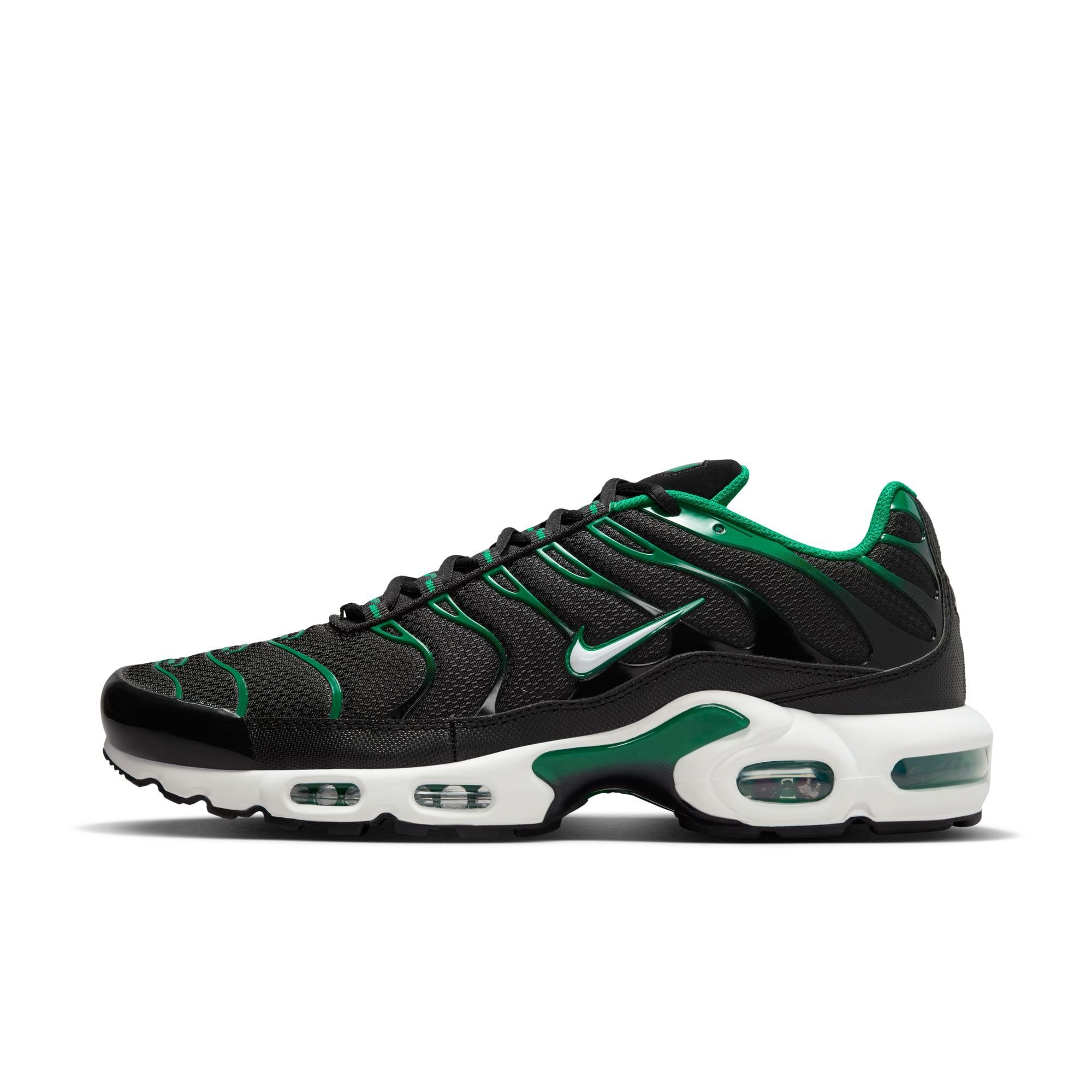 Nike Air Max Plus, Negro/Malaquita/Goma Marrón Claro/Blanco, hi-res