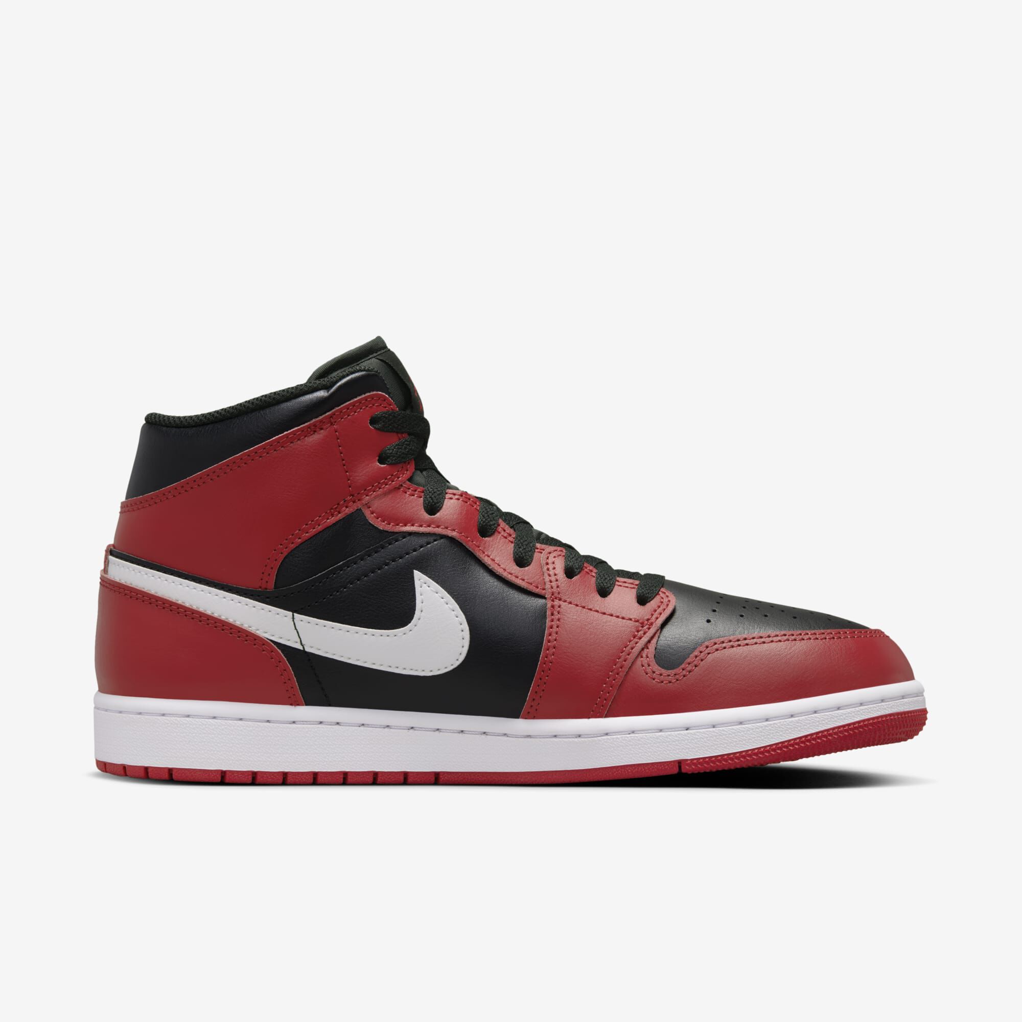 Air Jordan 1 Mid, Negro/Rojo Gimnasio/Blanco, hi-res