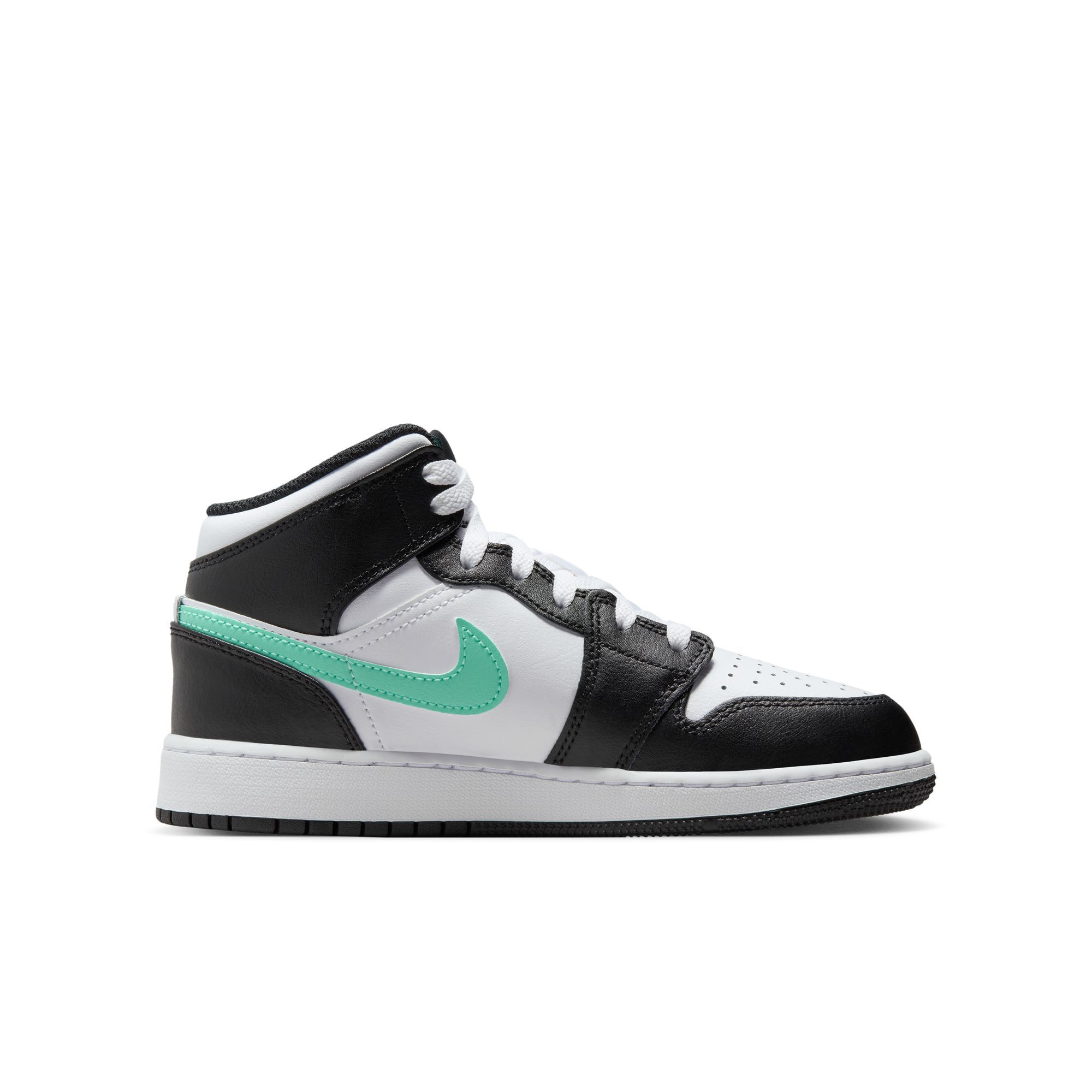 Air Jordan 1 Mid, Blanco/Negro/Verde Resplandor, hi-res