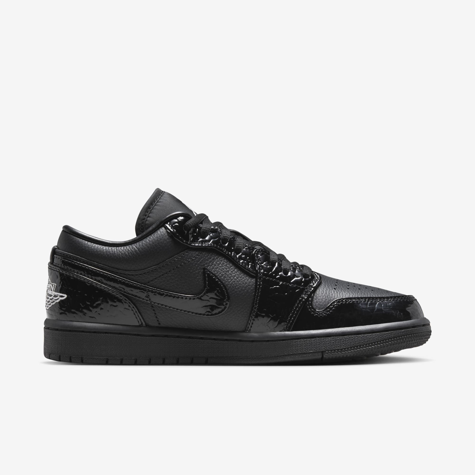 Air Jordan 1 Low SE, Negro/Blanco/Plata Metalizado/Negro, hi-res