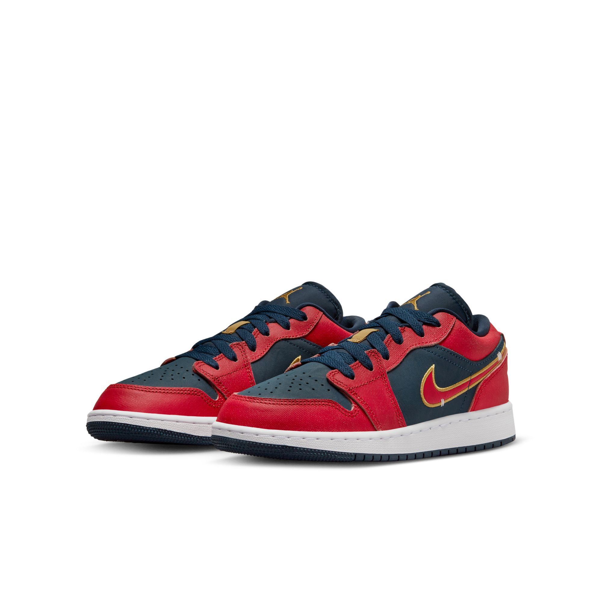 Air Jordan 1 Low SE, Azul Marino/Rojo Deportivo/Oro Metálico, hi-res