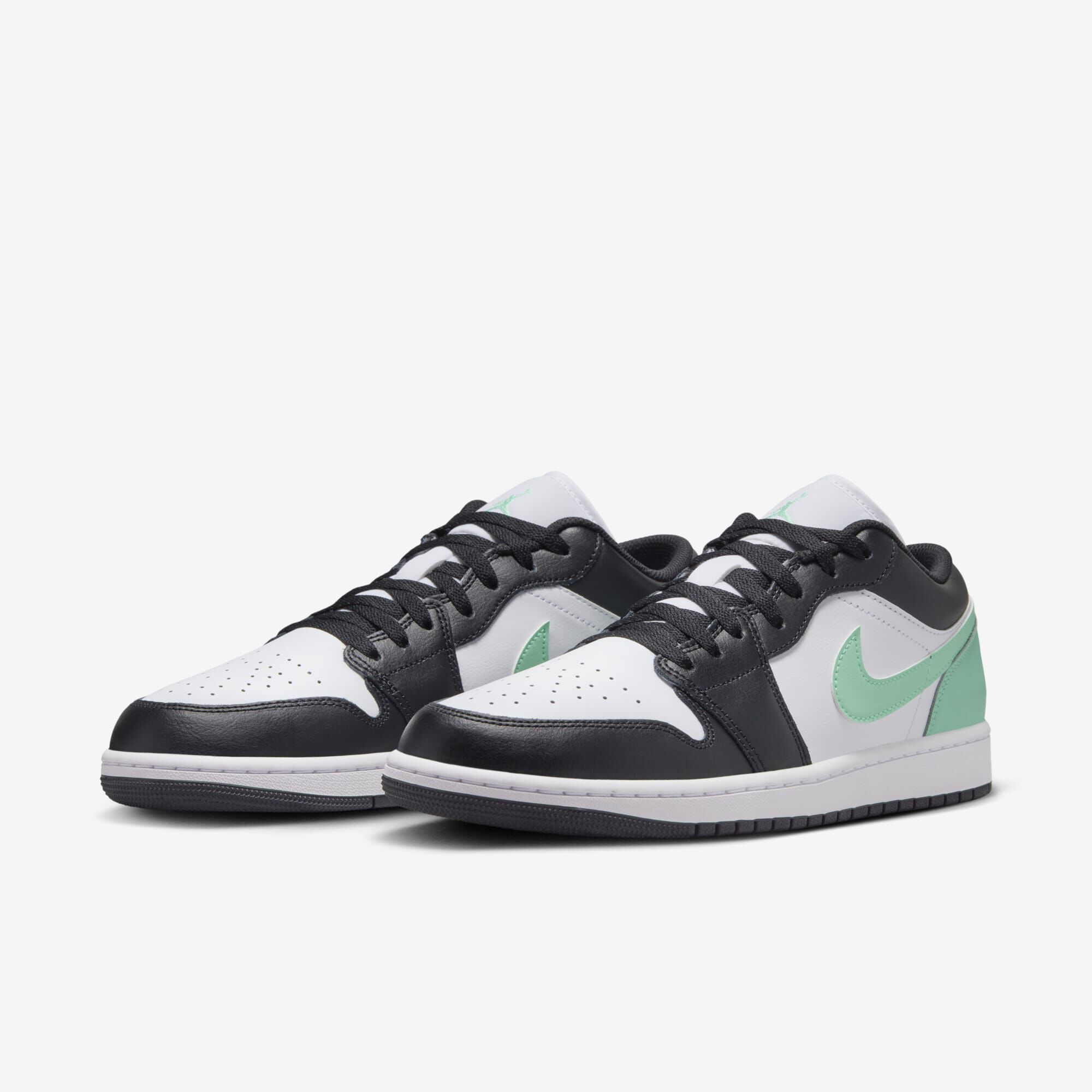 Air Jordan 1 Low, Blanco/Verde resplandor/Negro, hi-res