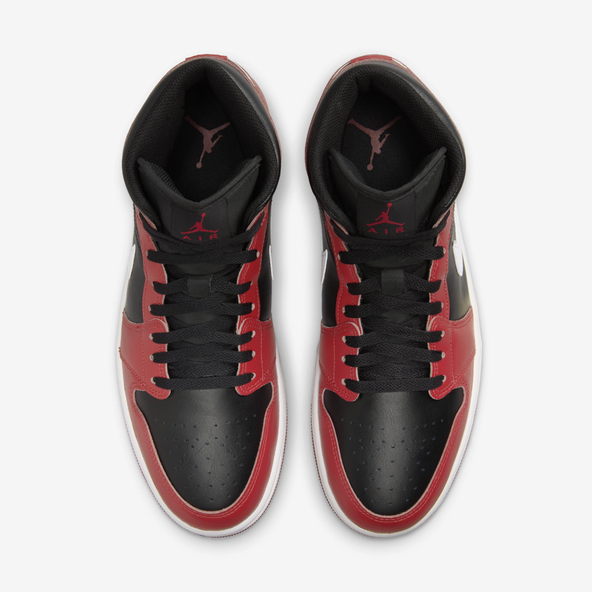 Air Jordan 1 Mid, Negro/Rojo Gimnasio/Blanco, hi-res