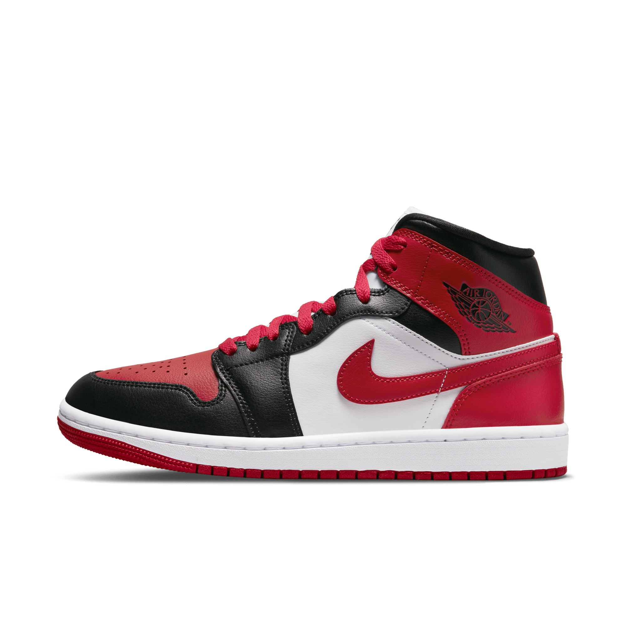 Air Jordan 1 Mid, Negro/Blanco/Rojo gimnasio, hi-res